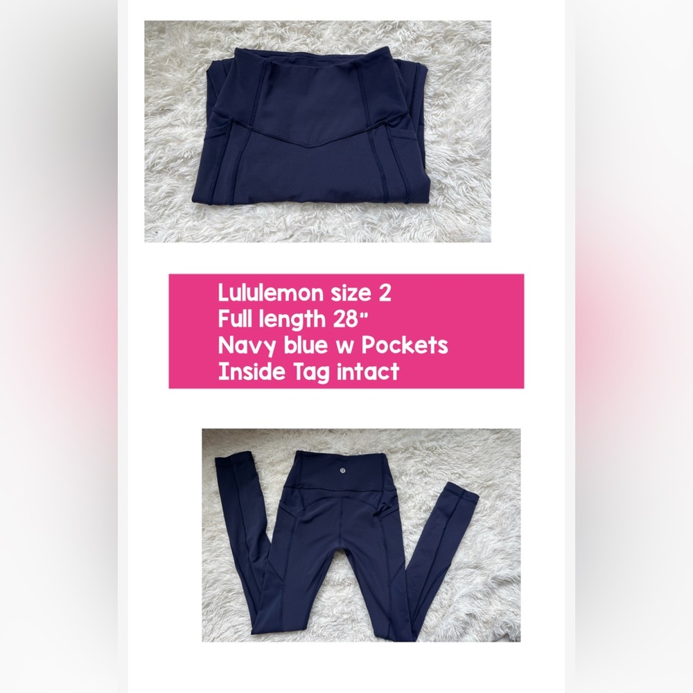 Lululemon size 2 Navy Blue leggings with pockets